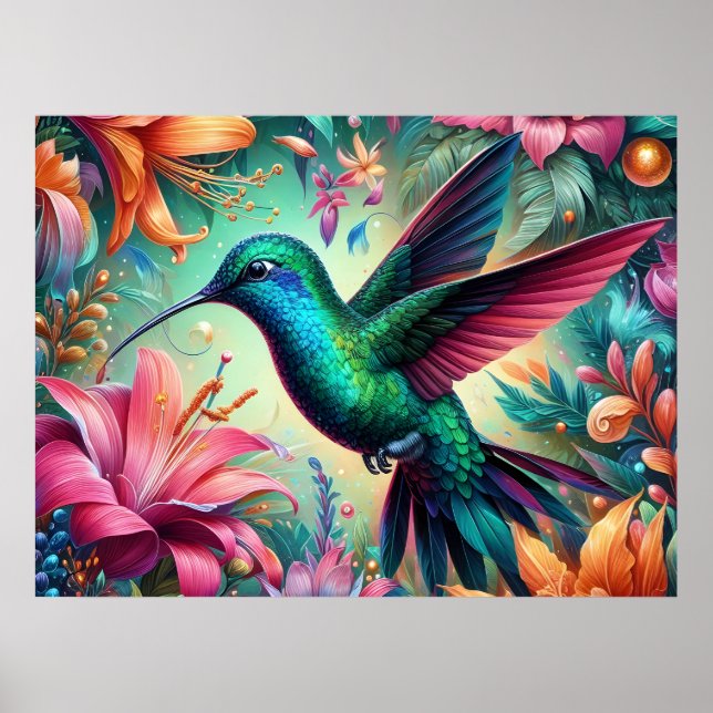 Poster Beija-flor Azul-esverdeado (Frente)