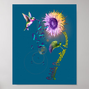 Poster Beija-flor de Girassol de Prevenção ao Suicídio