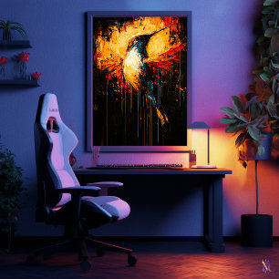 Poster Beija-flor Expressionista Contemporâneo Radiante