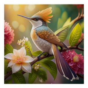 Póster Beija-flor Fantasia com Crista Dourada