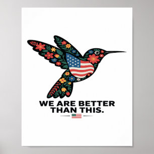 Poster Beija-flor Floral Político Sutil Anti Trump