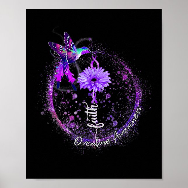 Poster Beija-flor Fofo Segurando Fita Roxa Overdose Cg (Frente)
