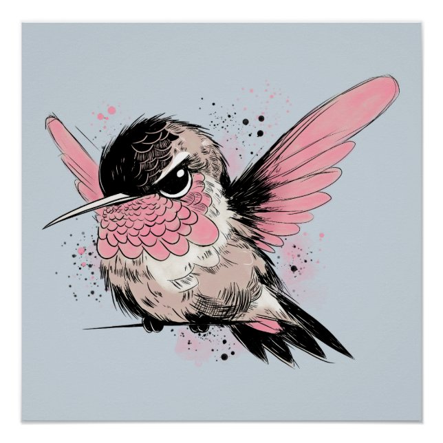 Póster Beija-flor Mal-humorado (Frente)