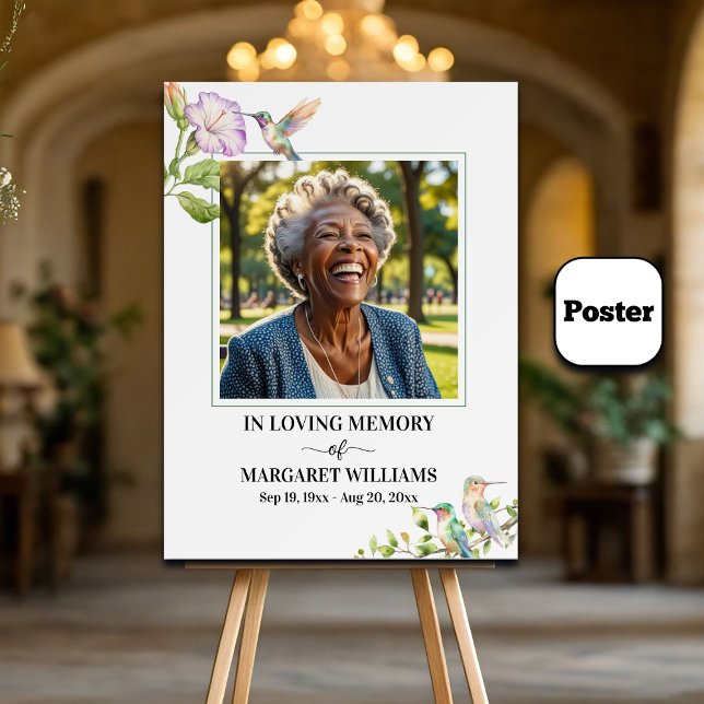 Poster Beija-flores Elegantes Foto Floral Funeral (Criador carregado)