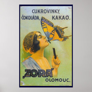 Poster Beijado por um anúncio do chocolate do vintage da