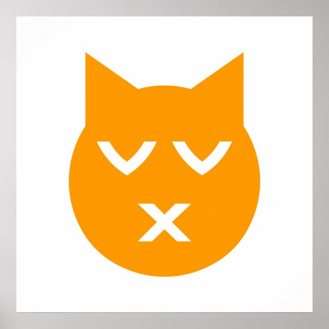 Póster Beijar com o Gato Emoji de Olhos Fechados (Frente)