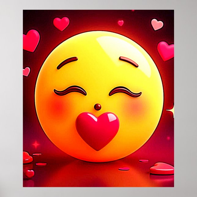 Poster Beijar Emoji Soprando Corações (Frente)