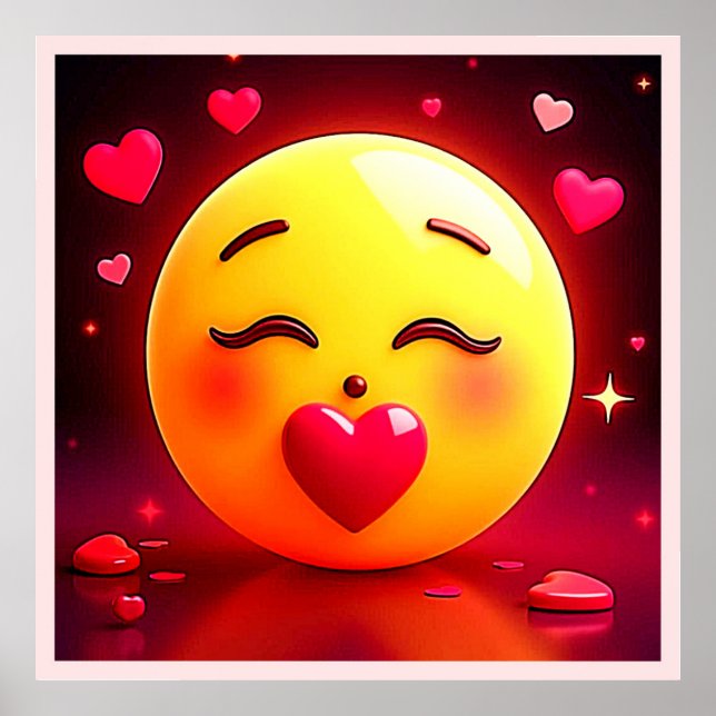 Poster Beijar Emoji Soprando Corações (Frente)