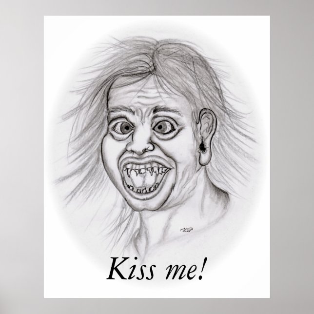 Poster Beije-me! - desenho a lápis (Frente)