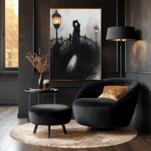 Beijo da ponte romântica no carvão e lanterna bril