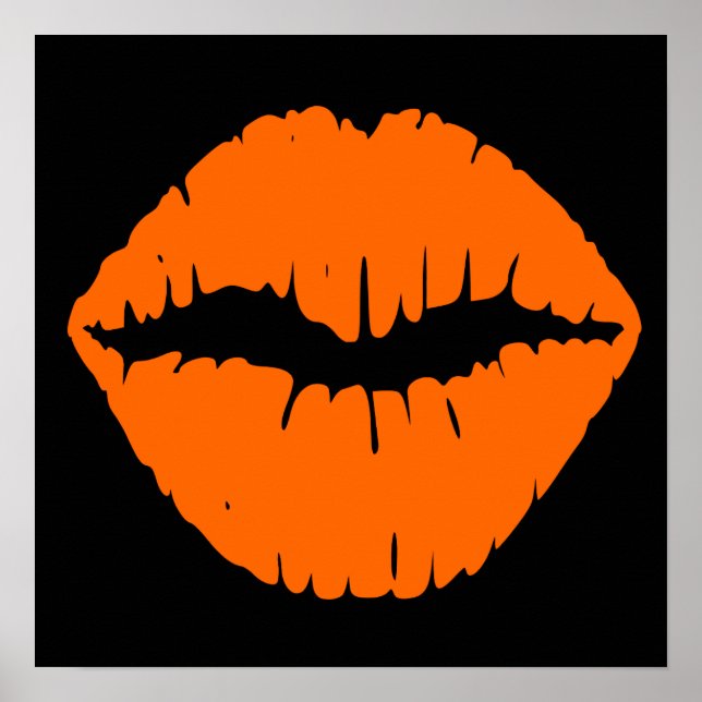 Poster Beijo de batom preto e laranja brilhante (Frente)