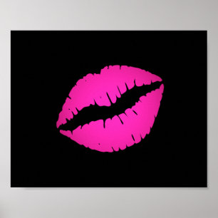 Póster Beijo de Batom Preto e Rosa