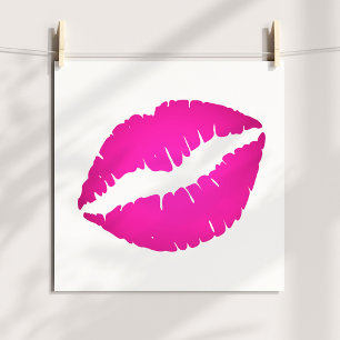 Póster Beijo de Batom Rosa Quente