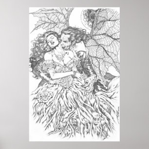 Poster Beijo de vampiro por Al Rio - Arte de vampiro e mu