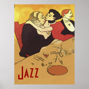 Poster Beijo do jazz do estilo do vintage