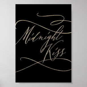 Poster Beijo Dourado Românico da Caligrafia Negra
