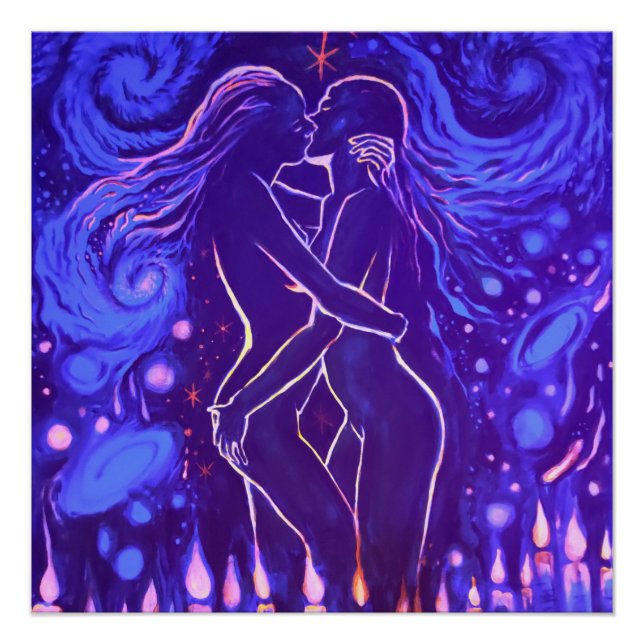 Póster Beijo lésbico apaixonado (Frente)