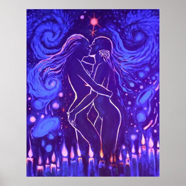 Poster Beijo lésbico apaixonado (Frente)