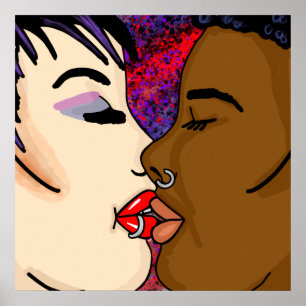 Poster Beijo Romântico Romance inter-racial