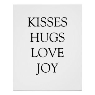 Póster Beijos abraços amor alegria inspiração motivação