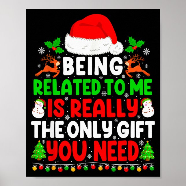 Poster Being Related To Me Xmas Pajamas Funny Christmas F (Frente)