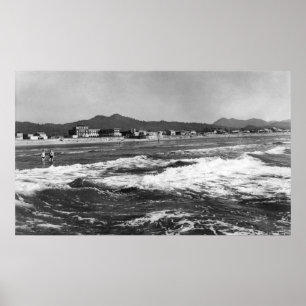 Póster Beira-mar, cena da praia de Oregon da água