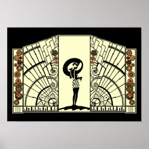 Póster Beira-mar Deco - amarelo & laranja