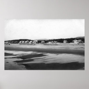 Póster Beira-mar, praia de Oregon e casas de campo ao