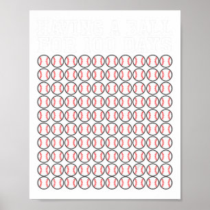Poster Beisebol 100 Dias De Professora De Camisas Escolar