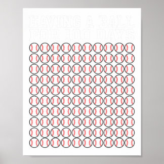 Poster Beisebol 100 Dias De Professora De Camisas Escolar