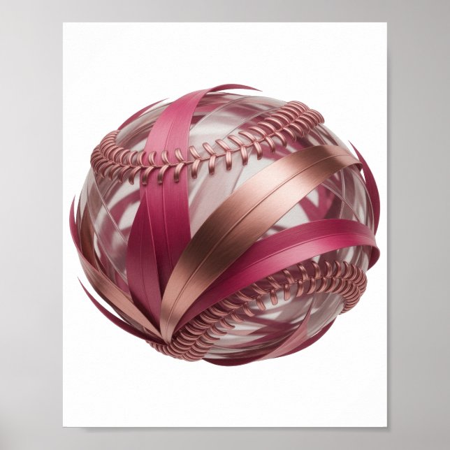 POSTER BEISEBOL COM LISTRAS ROSA E COBRE E UM FUNDO BRANC (Frente)
