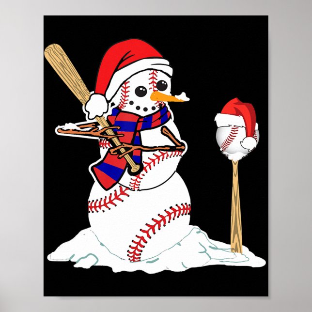 Poster Beisebol de Natal Jogando Baseball (Frente)