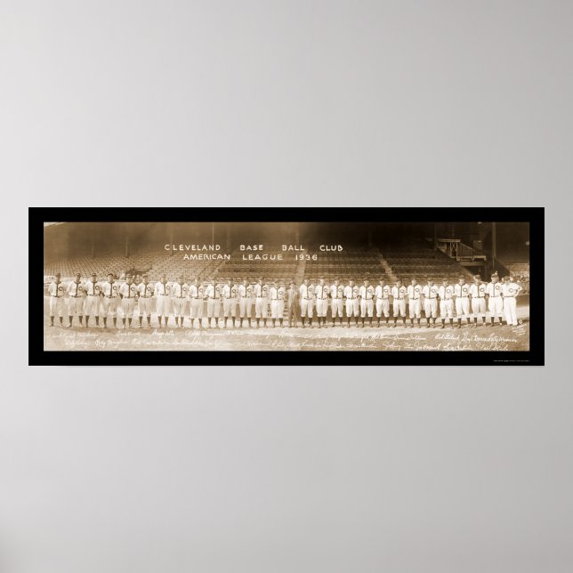 Póster Beisebol em Cleveland Foto 1936 (Frente)
