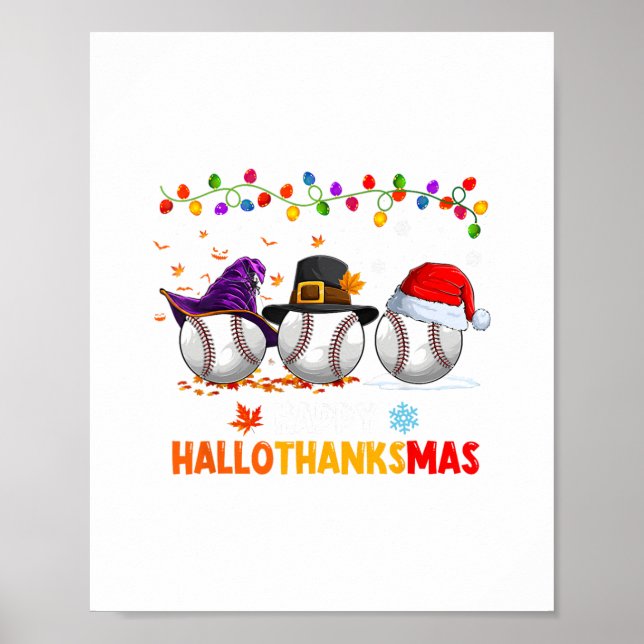 Poster beisebol halloween dia de agradecimento (Frente)