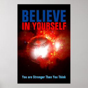 Poster Beisebol Motivacional Acredite em si mesmo