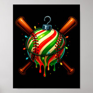 Poster Beisebol Natal Sorvete Gotejamento Beisebol Goteja