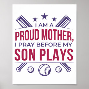 Poster Beisebol Ordenado Mãe Eu Rezo Antes Que Meu Filho 