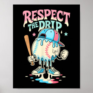 Poster Beisebol Sorvete Drip Para Meninas Respeita