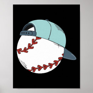 Poster Beisebol Vintage Com Chapéu De Boné Para Homens