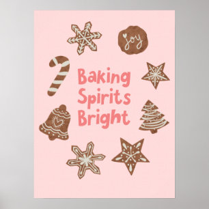 Poster Beking Spirs Brilhantes Biscoitos de Natal Rosa