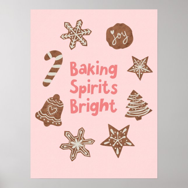 Poster Beking Spirs Brilhantes Biscoitos de Natal Rosa (Frente)