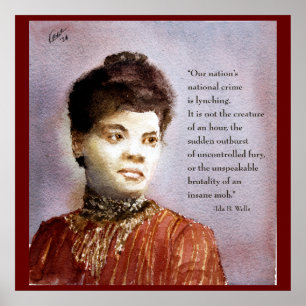 Poster Bela Aquarela Ida B Wells & Retrato com Citação