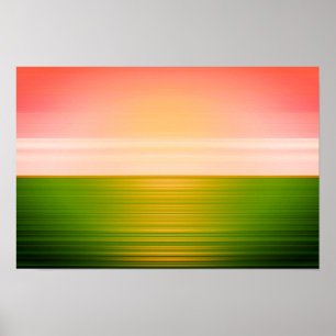 Poster Bela Arte Abstrato de Campo Verde Sunrise