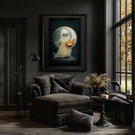 Poster Bela Arte Fantasma - Halloween Vintage