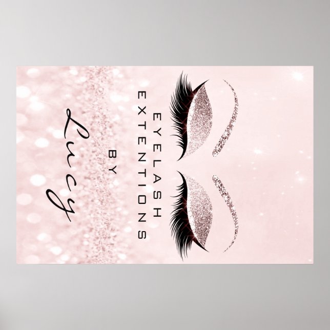 Poster Bela Artista Makeup Salon Eyebrow Glitter Rosa (Frente)