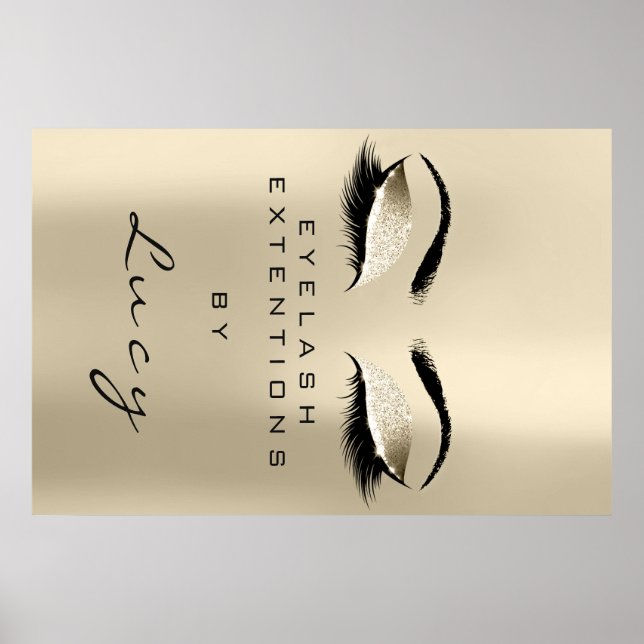 Poster Bela Artista Makeup Salon Lashes Ivory Glitter (Frente)