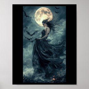 Poster Bela Bruxa Fantasia Gótica Vampiro Luar 1