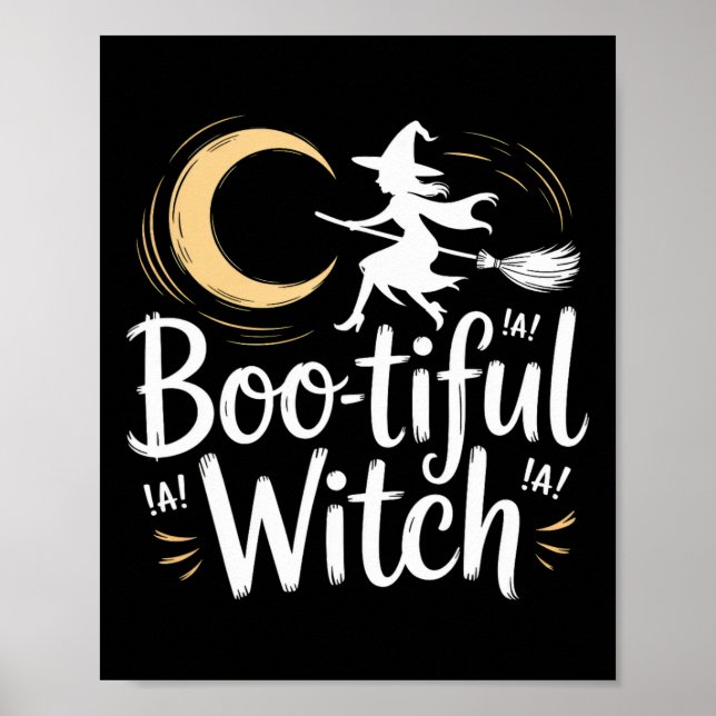 Poster Bela Bruxa Silhouette Halloween Feiticeira Lua (Frente)