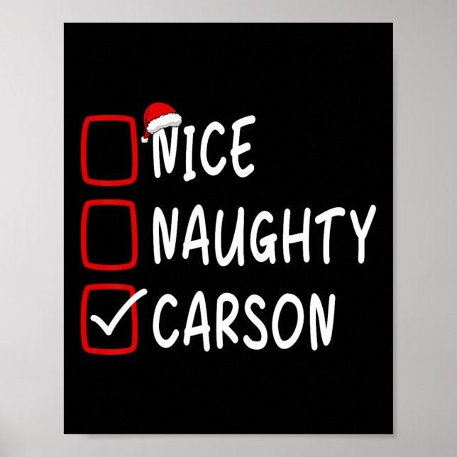 Poster Bela Carson Personalizada Nome de Natal Ch (Frente)