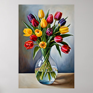 Poster Bela Cascata Romântica de Tulipas